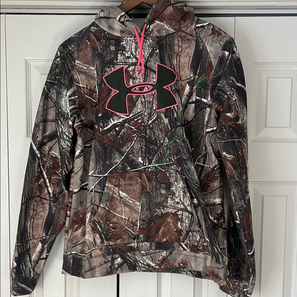 Under Armour Camo Hoodie with Pink Logo